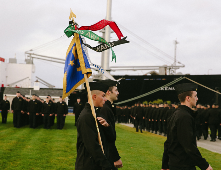regiment line up with flag
