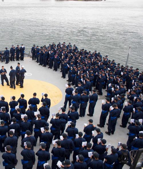 cadets on helo deck of the TS kennedy