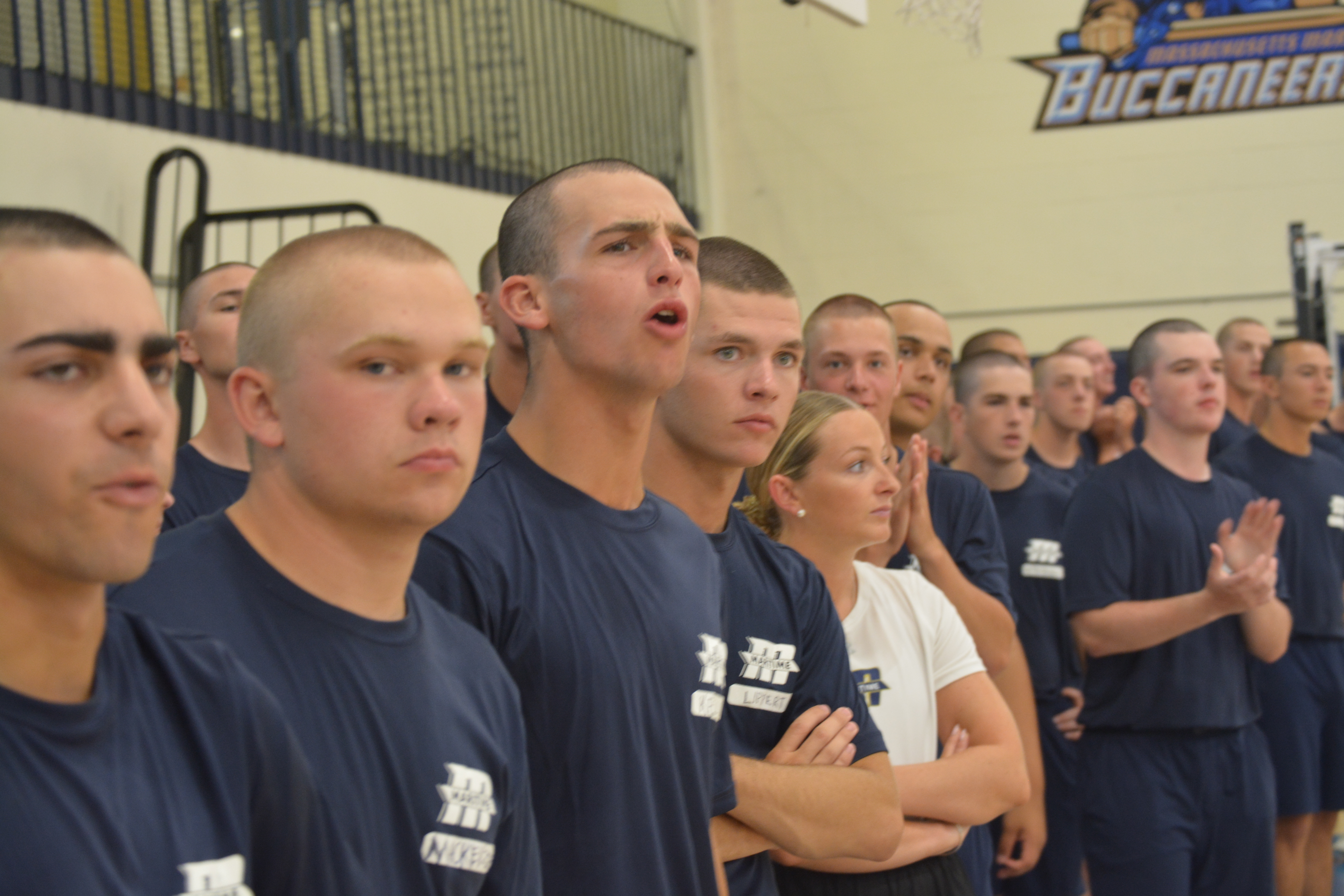 Cheering on their shipmates