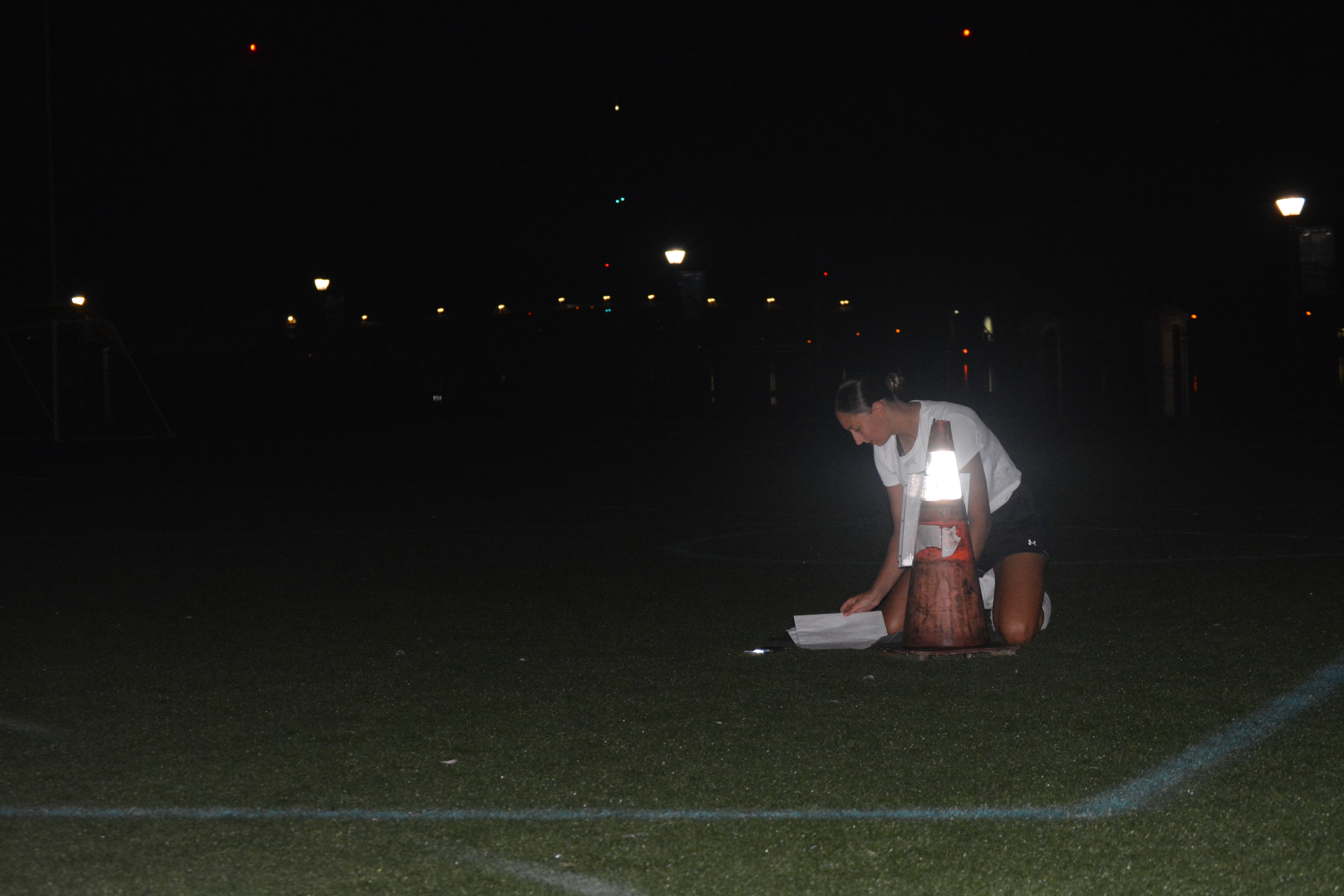 3/C Sacchetti setting up the football field for PT