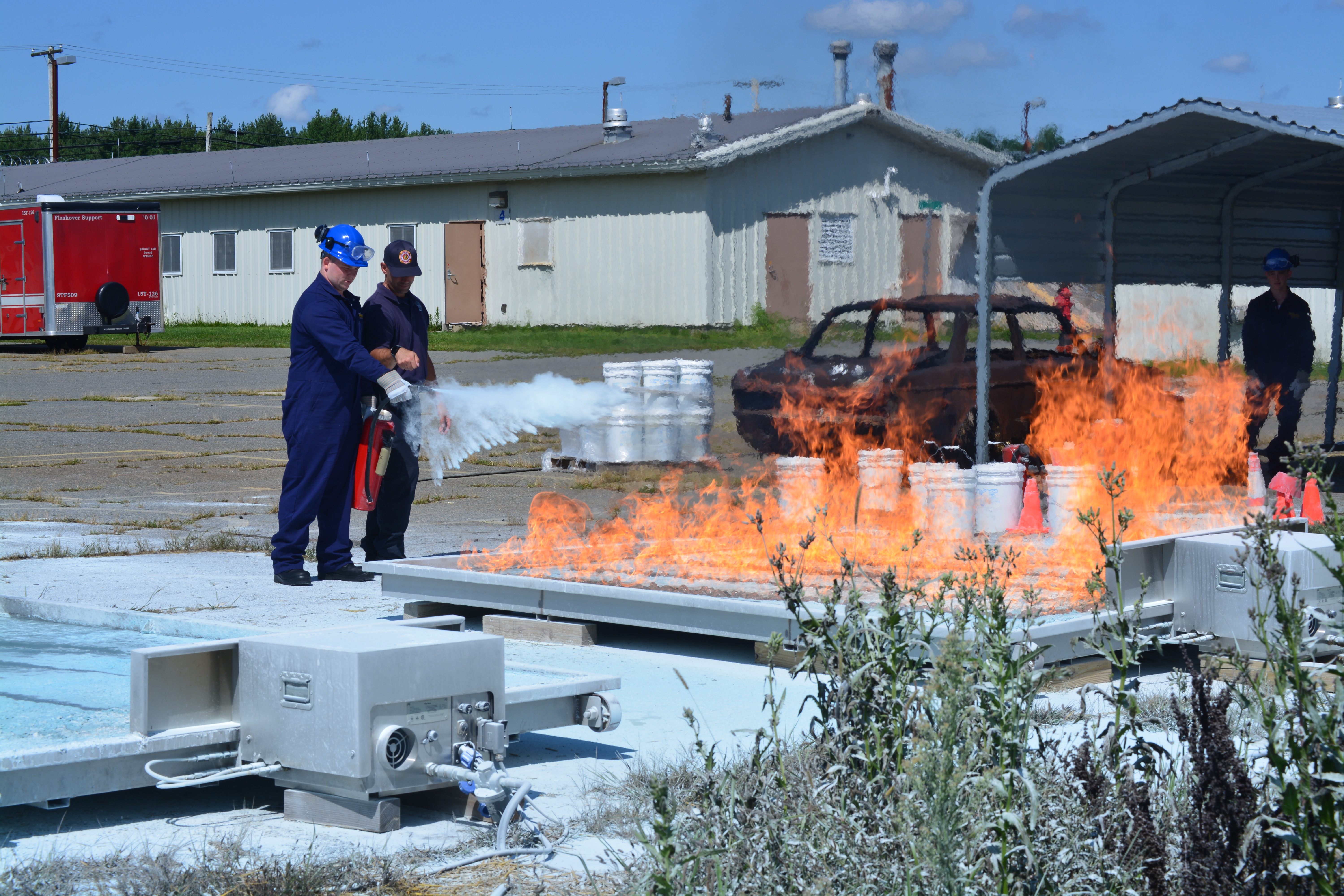 Using the fire extinguishers