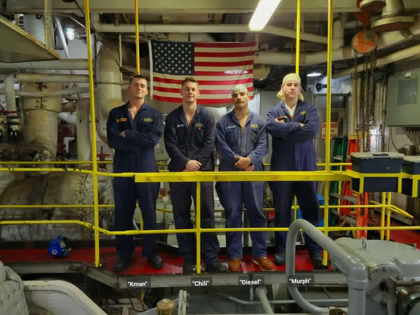 cadets in engine room