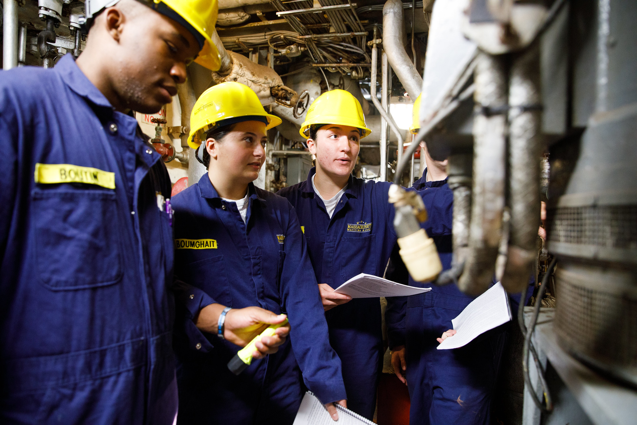 cadets in engine room