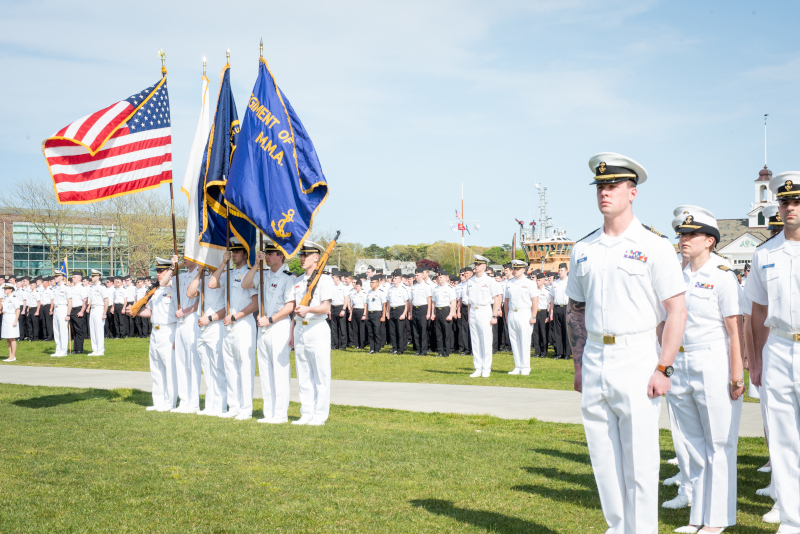 Change of Command cadets standing at attention