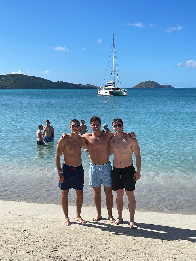 three cadets on the beach