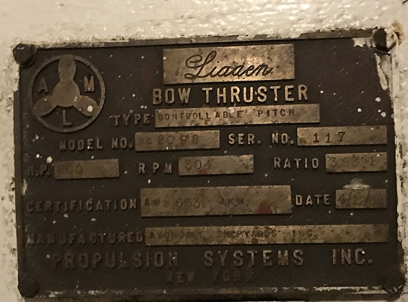 plaque on bow thruster