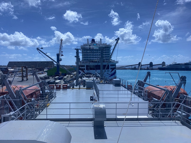 view from ship, dock
