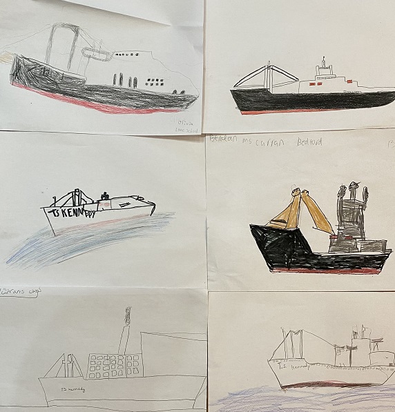 student drawings of ship