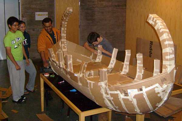 carboard viking ship