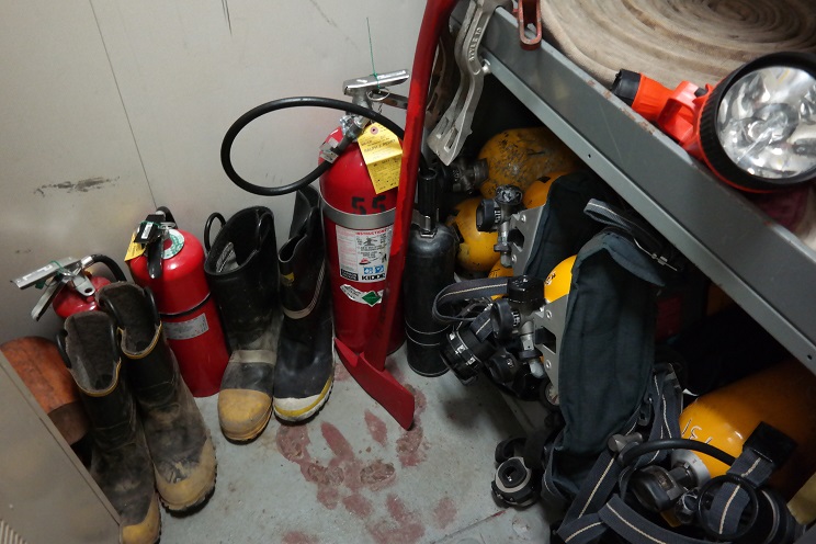 firefighting equipment in damage control locker
