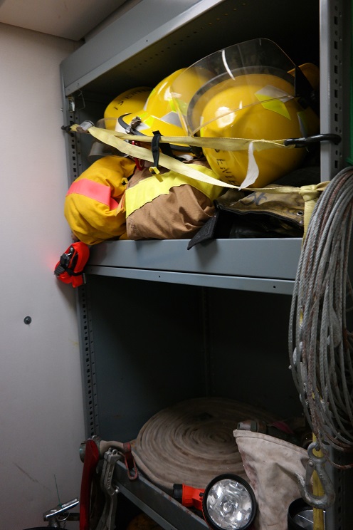 firefighting equipment in damage control locker