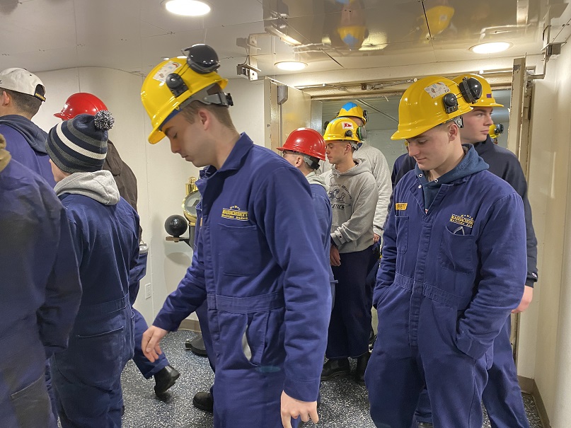 cadets evacuate ship for drill