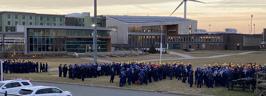 end of drill, cadets on dock