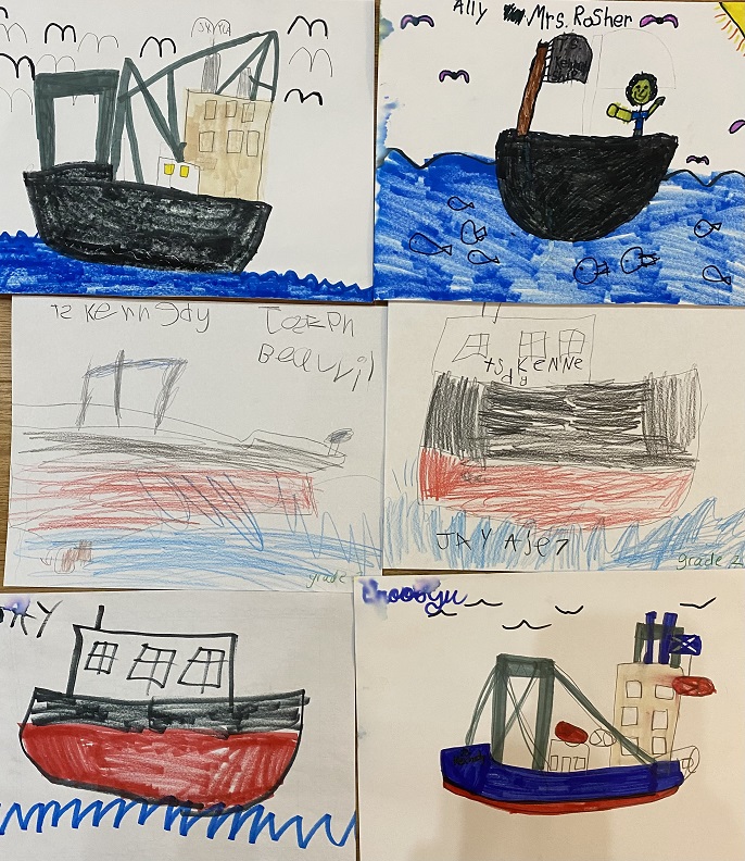 colorful drawings of the ship