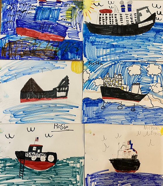 colorful drawings of the ship