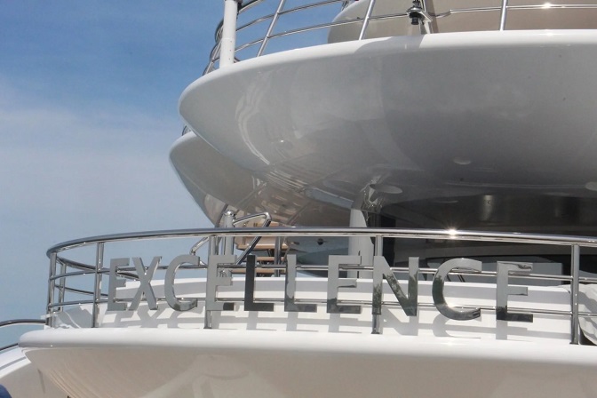 yacht's name close up