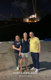 cadet with parents at port