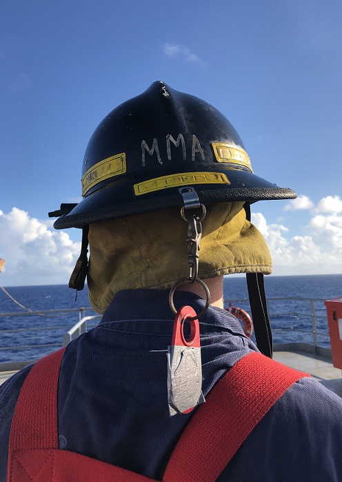 helmet with tag