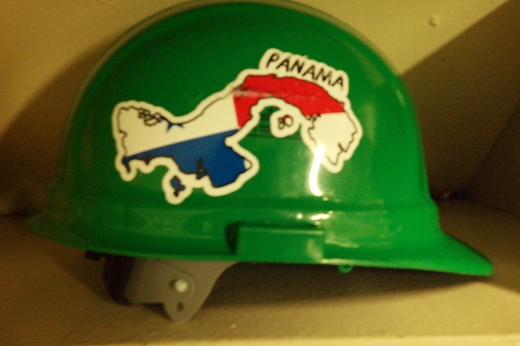 hat with panama sticker