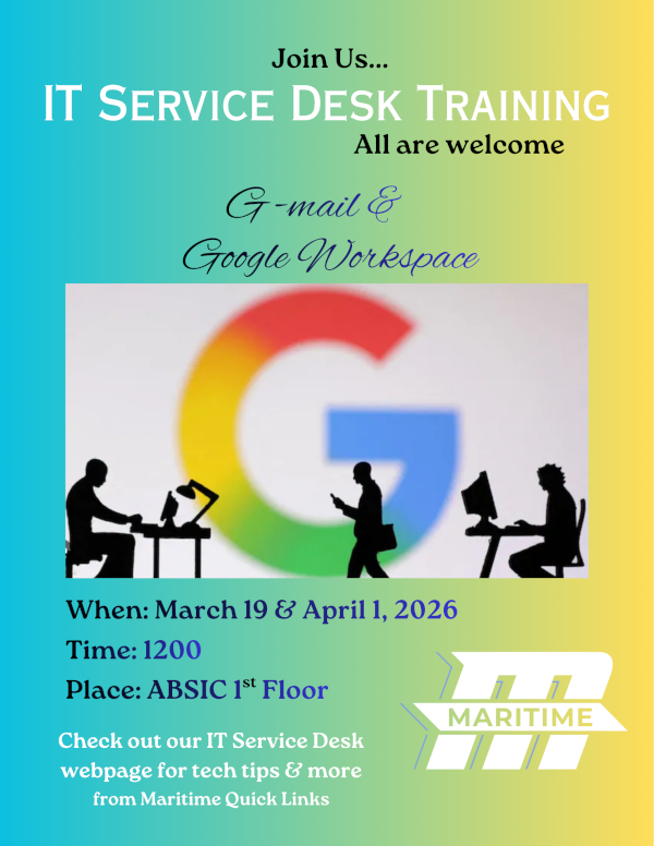 Google training flyer from the IT Service Desk