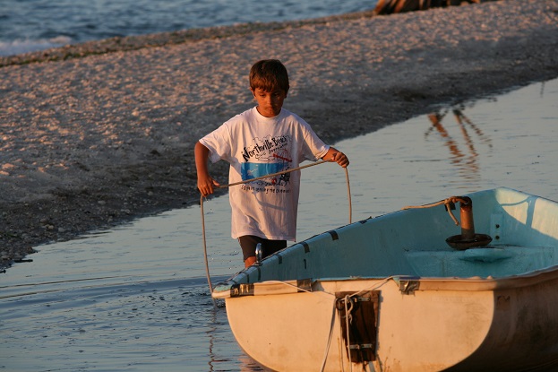 James with a row boat