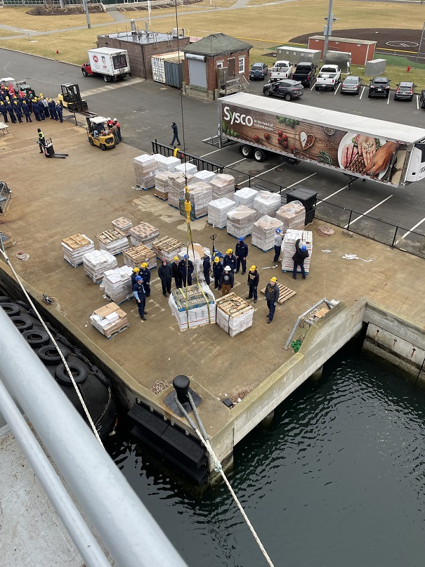 pallet lifted by crane