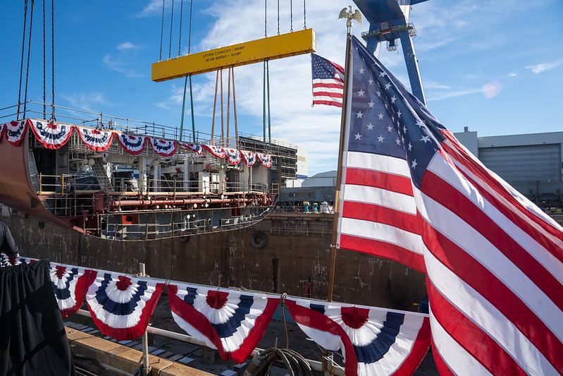 keel hanging at shipyard