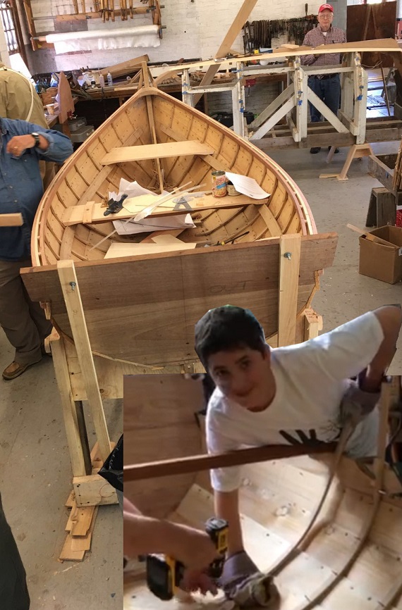 Andrew building a wooden boat