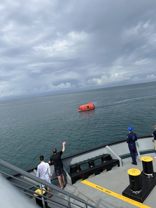 cadets wave to lifeboat