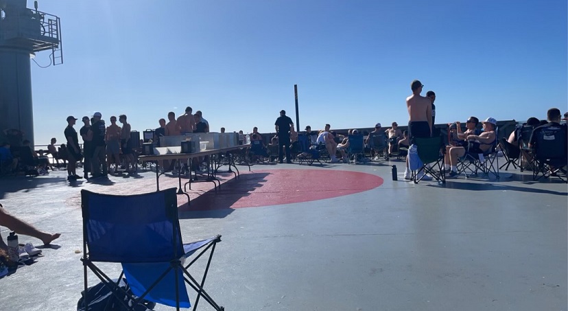cookout on the deck of the ship