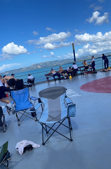 cookout on the deck of the ship