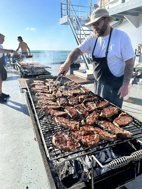 cookout on the deck of the ship