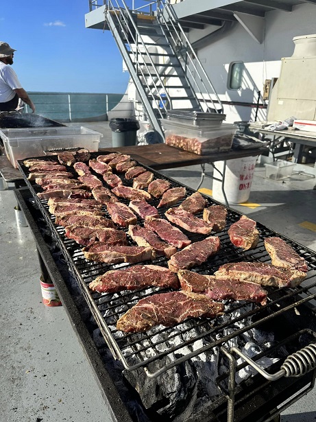 cookout on the deck of the ship