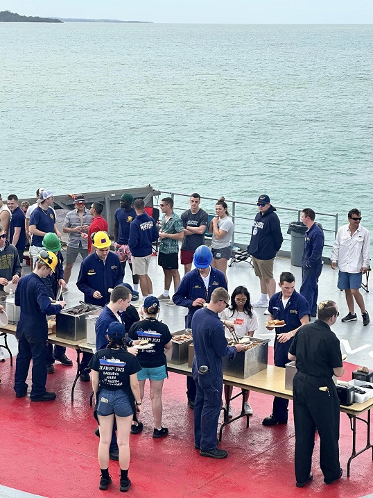 cookout on the deck of the ship