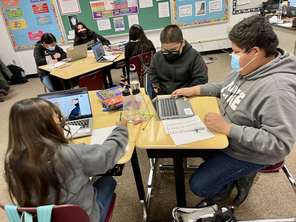 Navajo students working on signal flag messages