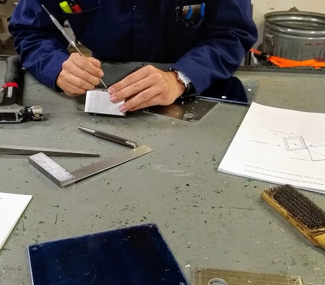 cadets using scribing tool