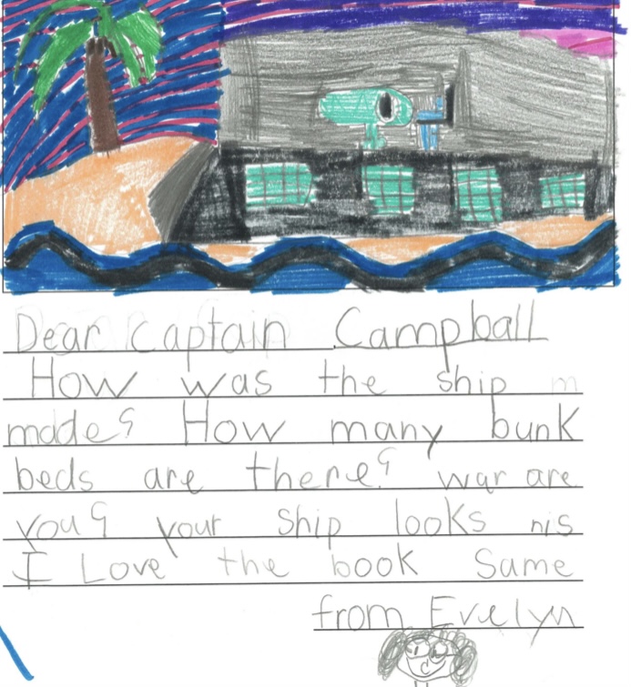 letter from student with illustration of ship