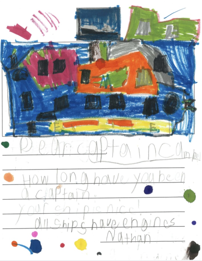 letter from student with illustration of ship