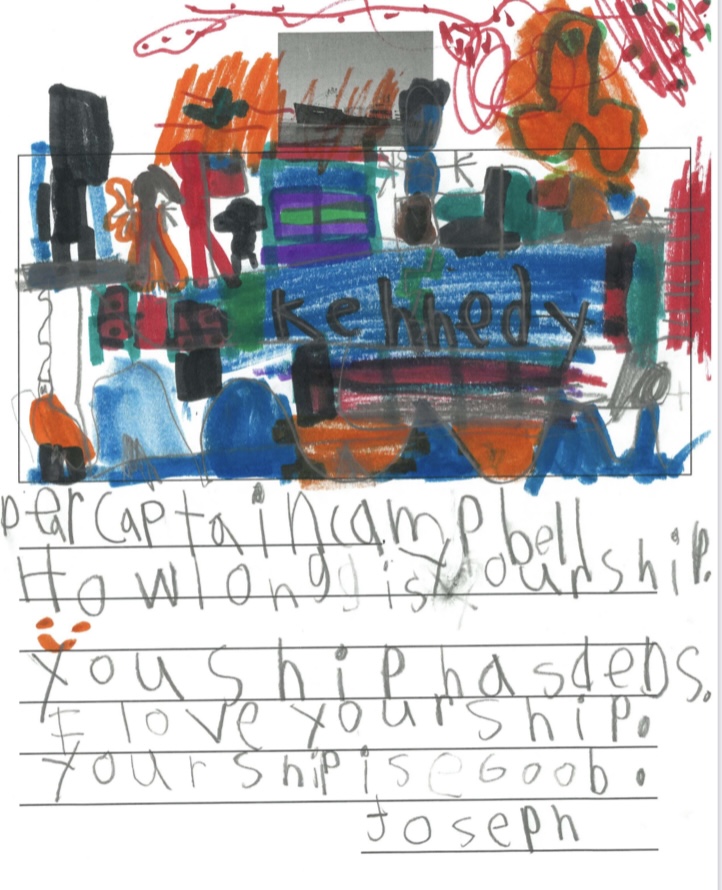 letter from student with illustration of ship