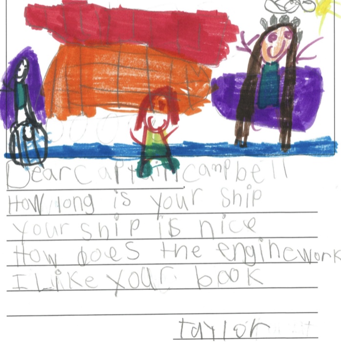 letter from student with illustration of ship