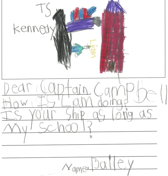 letter from student with illustration of ship