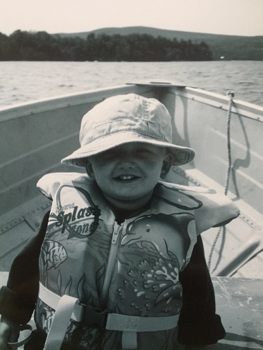 young Quinten on a boat