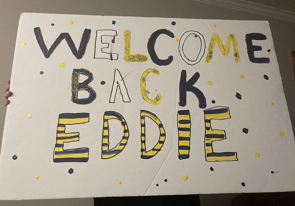 handmade welcome back sign