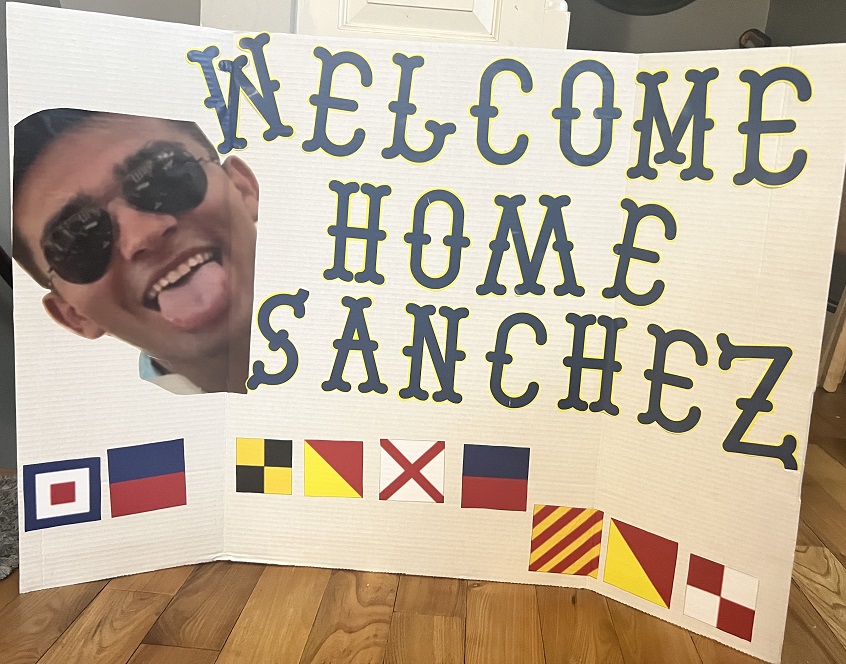 handmade welcome back sign