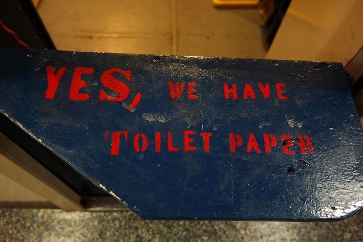 sign: yes, we have toilet paper