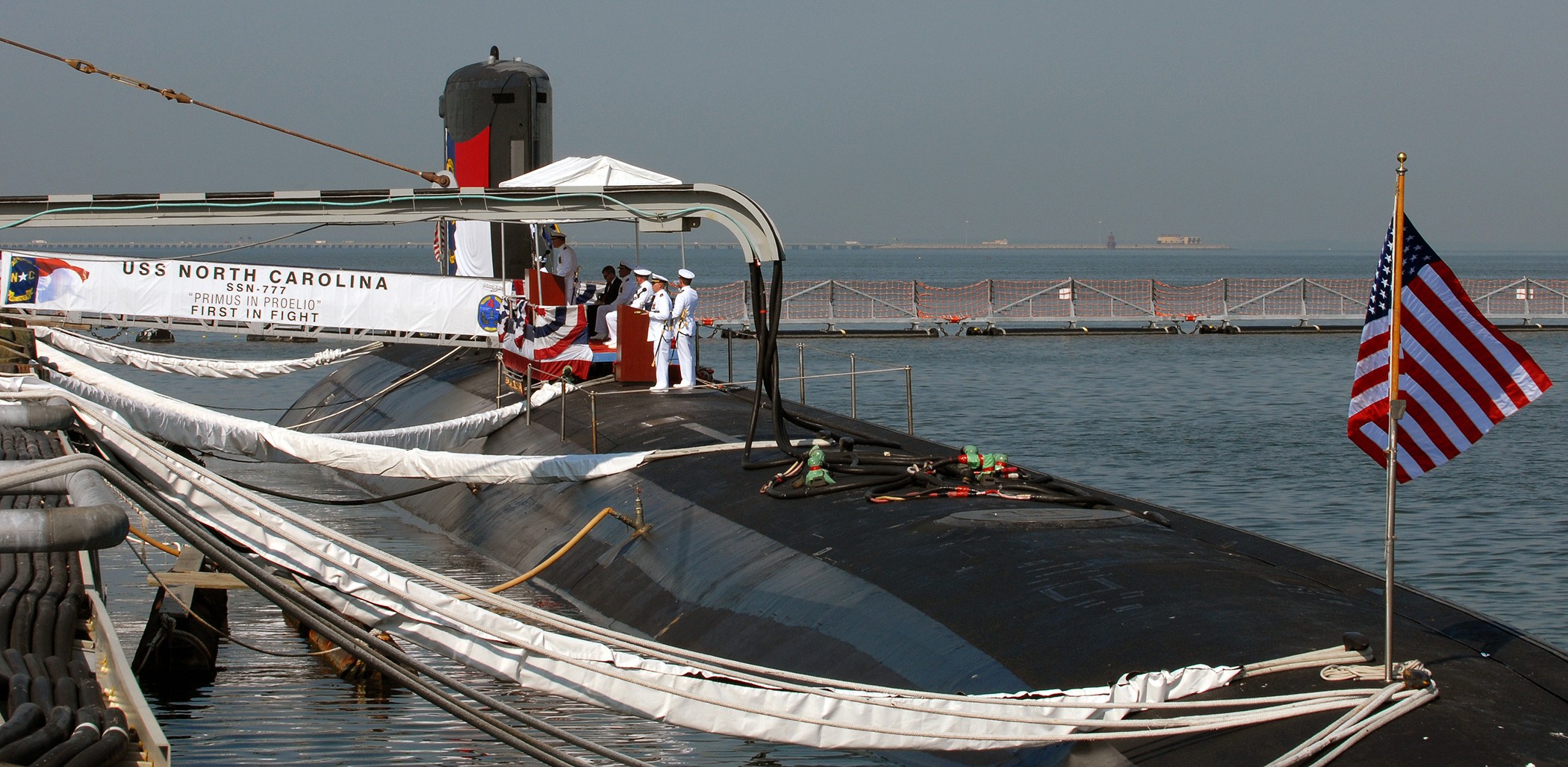 submarine at a dock