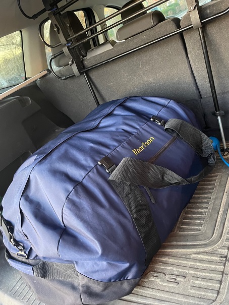 sea bag in back of car