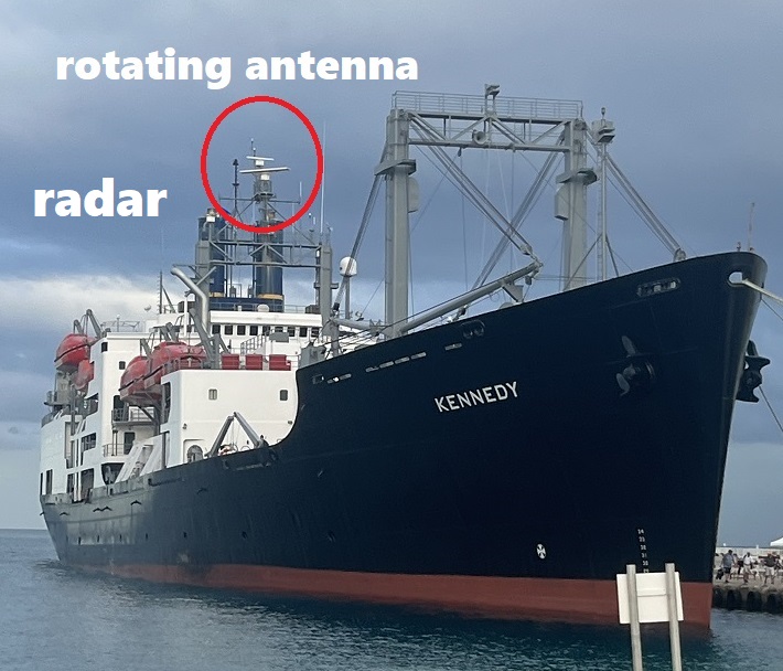 radar on ship circled