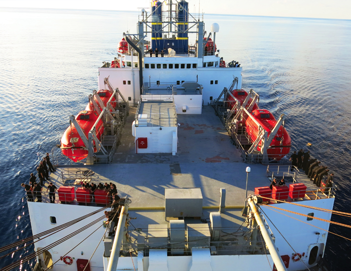 view of top decks of ship