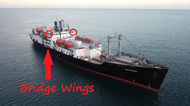 TS Kennedy ship with bridge wings circled